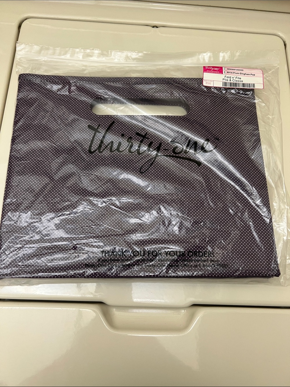 3890 Thirty One Fold N’ File “891A Plum Gingham Pop” New In Package